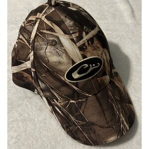 Drake Waterfowl Hat Cap Strap Back Mens One Size Brown Camo Embroidered Hunting